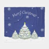 Blauwe kerstboom fleece deken (Voorkant (Horizontaal))