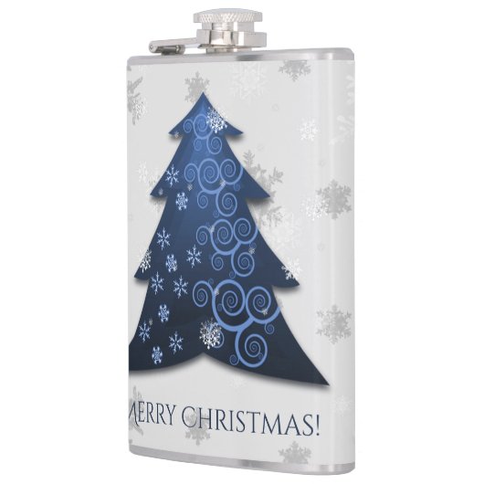 Blauwe Kerstboom Fles Heupfles (Links)