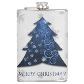 Blauwe Kerstboom Fles Heupfles (Voorkant)