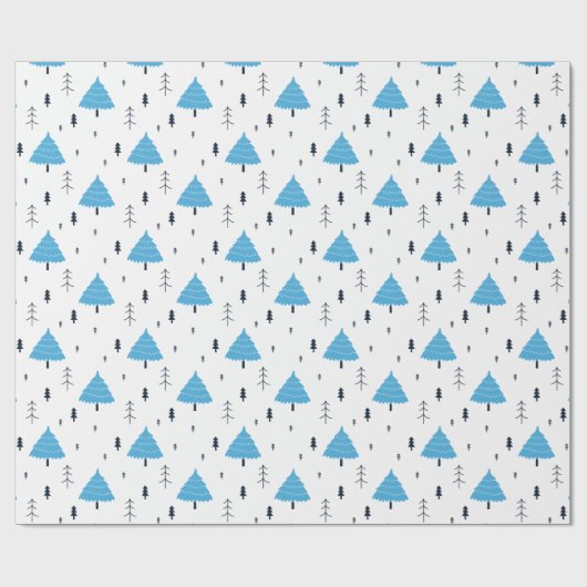 Blauwe kerstboom gepatterd cadeaupapier (Vlak)