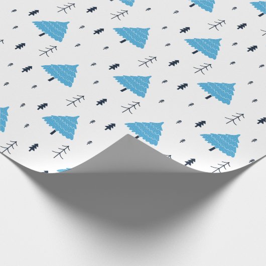 Blauwe kerstboom gepatterd cadeaupapier (Hoek)
