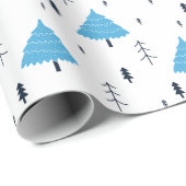 Blauwe kerstboom gepatterd cadeaupapier (Rol Hoek)