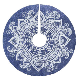 Blauwe kerstboom Glitter Mandala Snowflake Lace Rok