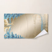 Blauwe Kerstboom, Gouden Rendieren, Sneeuwvlokken Bad Handdoek (Handdoek)