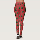 Blauwe kerstboom, groen sparken patroon rood leggings (Achterkant)