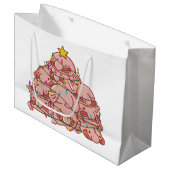 Blauwe kerstboom groot cadeauzakje (Voorkant Gekanteld)