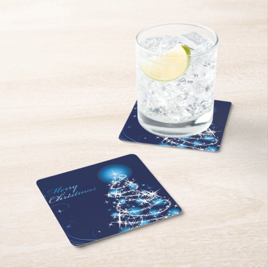 Blauwe kerstboom kartonnen onderzetters (Insitu)