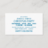 Blauwe kerstboom, kerstfeestkaartje uitnodigen informatiekaartje (Achterkant)