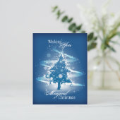 Blauwe Kerstboom Kerstmis Feestdagenkaart (Staand voorkant)
