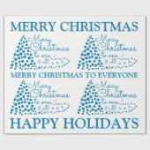 Blauwe kerstboom, kerstpapier cadeaupapier (Vlak)