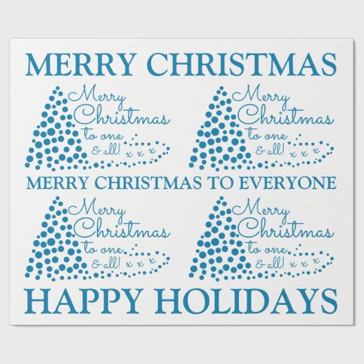 Blauwe kerstboom, kerstpapier cadeaupapier (Vlak)