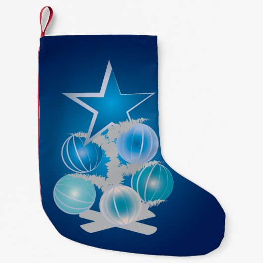 Blauwe kerstboom kleine kerstsok (Voorkant)