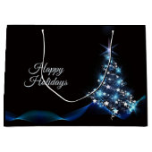 Blauwe kerstboom Kleine zwarte legant Groot Cadeauzakje (Voorkant)