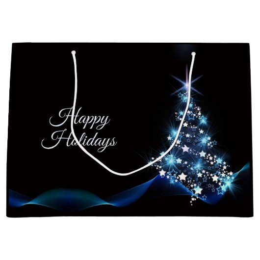 Blauwe kerstboom Kleine zwarte legant Groot Cadeauzakje (Voorkant)