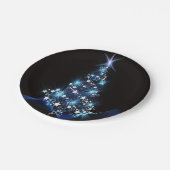 Blauwe kerstboom Kleine zwarte legant Papieren Bordje (Gekanteld)