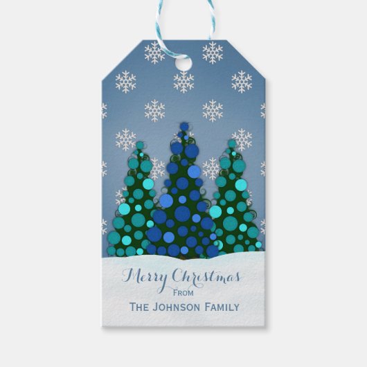 Blauwe kerstboom - Labels Cadeaulabel (Voorkant)