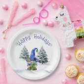 Blauwe kerstboom met boom papieren bordje (Feest)