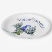 Blauwe kerstboom met boom papieren bordje (Gekanteld)