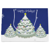 Blauwe kerstboom met cadeautas (Voorkant)