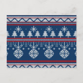 Blauwe kerstboom met snijtanden en Ornamenten Briefkaart (Voorkant)