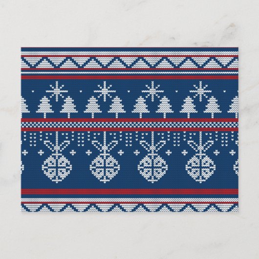 Blauwe kerstboom met snijtanden en Ornamenten Briefkaart (Voorkant)