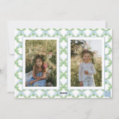 Blauwe Kerstboom Monogram Crest Foto Feestdagenkaart (Achterkant)