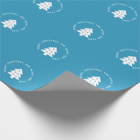 Blauwe kerstboom Nieuwjaar Cadeaupapier (Hoek)