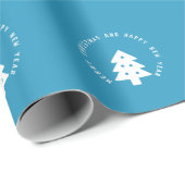 Blauwe kerstboom Nieuwjaar Cadeaupapier (Rol Hoek)