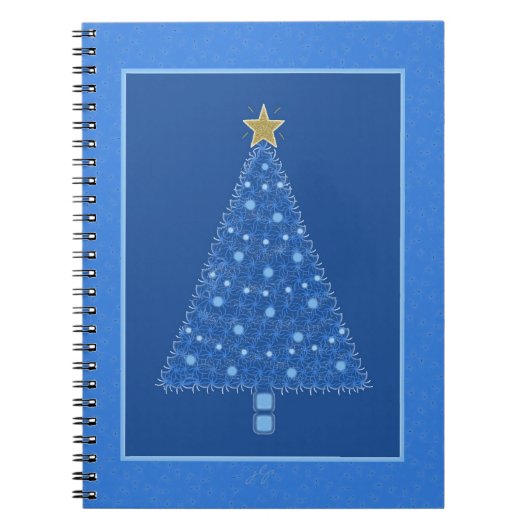 Blauwe kerstboom notitieboek (Voorkant)