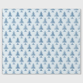 Blauwe kerstboom op sneeuw cadeaupapier (Vlak)