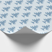 Blauwe kerstboom op sneeuw cadeaupapier (Hoek)