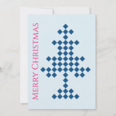 Blauwe Kerstboom op Sneeuw Kerstfeest Kaart (Voorkant)