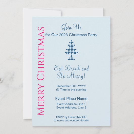 Blauwe Kerstboom op Sneeuw Kerstfeest Kaart (Achterkant)