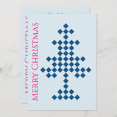 Blauwe Kerstboom op Sneeuw Kerstfeest Kaart (Voorkant / Achterkant)