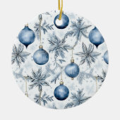 Blauwe kerstboom Ornamenten overal print (Voorkant)