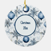 Blauwe kerstboom Ornamenten overal print (Achterkant)