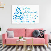 Blauwe kerstboom, persoonlijke familienaam Canv Canvas Afdruk (Insitu (Woonkamer))