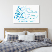 Blauwe kerstboom, persoonlijke familienaam Canv Canvas Afdruk (Insitu (Slaapkamer))