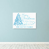 Blauwe kerstboom, persoonlijke familienaam Canv Canvas Afdruk (Insitu (Houten vloer))