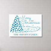 Blauwe kerstboom, persoonlijke familienaam Canv Canvas Afdruk (Voorkant)