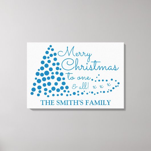 Blauwe kerstboom, persoonlijke familienaam Canv Canvas Afdruk (Voorkant)