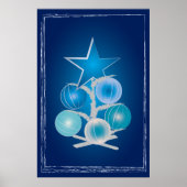Blauwe kerstboom poster (Voorkant)