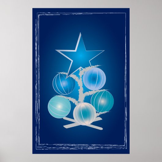 Blauwe kerstboom poster (Voorkant)