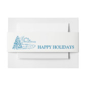 Blauwe kerstboom, Prettige feestdagen uitnodiging Uitnodigingen Wikkel (Voorkant Voorbeeld)