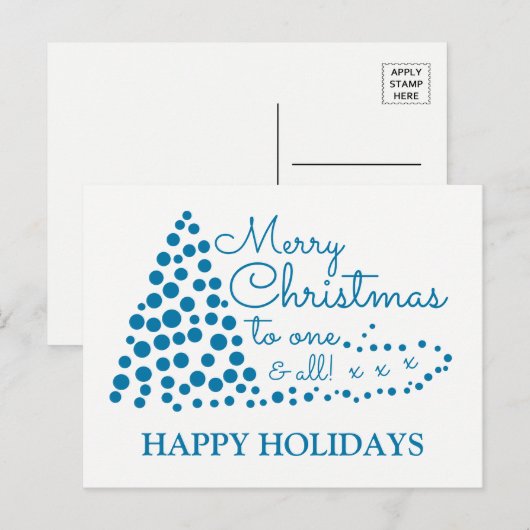 Blauwe kerstboom, Prettige feestdagen vakantiepost (Voorkant / Achterkant)