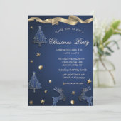 Blauwe Kerstboom, Rendier Corporate Party Kaart (Staand voorkant)