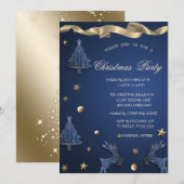 Blauwe Kerstboom, Rendier Corporate Party Kaart (Voorkant / Achterkant)