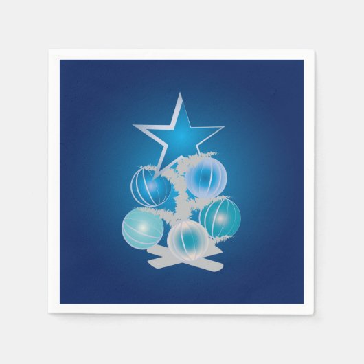 Blauwe kerstboom servet (Voorkant)