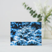 Blauwe kerstboom, sneeuw briefkaart (Staand voorkant)