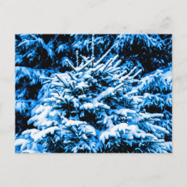 Blauwe kerstboom, sneeuw briefkaart